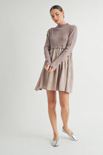 Load image into Gallery viewer, Long Sleeve Twofer Sweater Mini Dress I ABED7568 I INSTOCK
