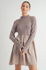 Load image into Gallery viewer, Long Sleeve Twofer Sweater Mini Dress I ABED7568 I INSTOCK
