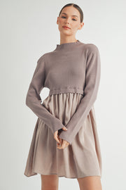 Long Sleeve Twofer Sweater Mini Dress I ABED7568 I INSTOCK