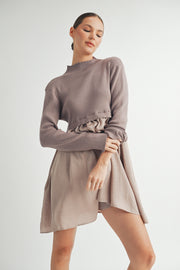 Long Sleeve Twofer Sweater Mini Dress I ABED7568 I INSTOCK