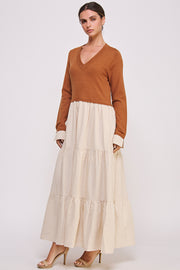 V-Neck Sweater Top and Skirt Layered Dress I ABED7569 I SHIP 09/25/24