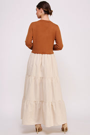V-Neck Sweater Top and Skirt Layered Dress I ABED7569 I SHIP 09/25/24