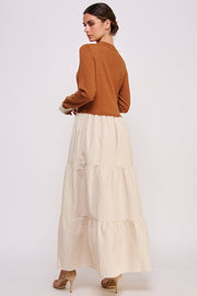 V-Neck Sweater Top and Skirt Layered Dress I ABED7569 I SHIP 09/25/24