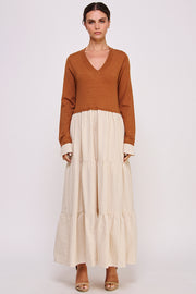 V-Neck Sweater Top and Skirt Layered Dress I ABED7569 I SHIP 09/25/24