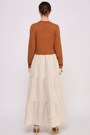 V-Neck Sweater Top and Skirt Layered Dress I ABED7569 I SHIP 09/25/24