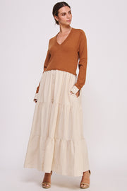 V-Neck Sweater Top and Skirt Layered Dress I ABED7569 I SHIP 09/25/24