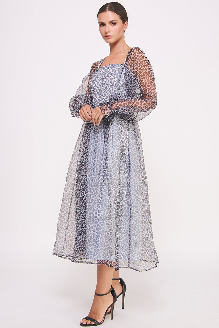 Animal Print Chiffon Midi Dress I ABED7577 I SHIP 09/11/24