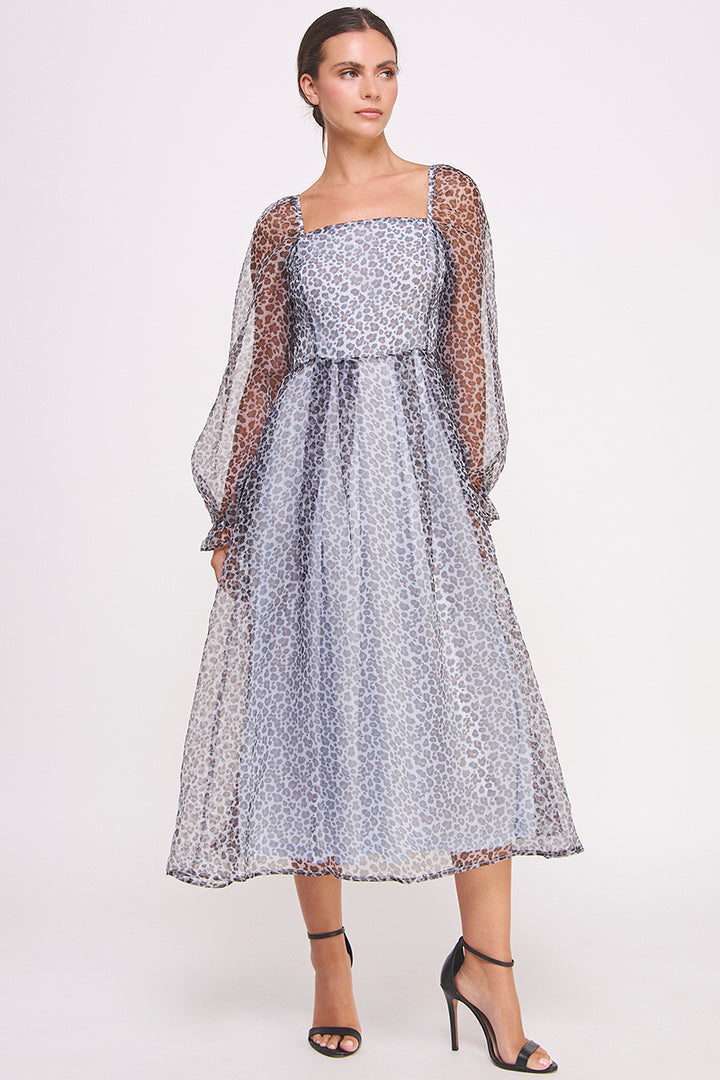 Animal Print Chiffon Midi Dress I ABED7577 I SHIP 09/11/24
