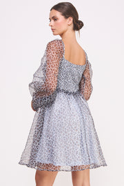 Animal Print Puff Sleeve Mini Dress I ABED7580 I SHIP 09/11/24