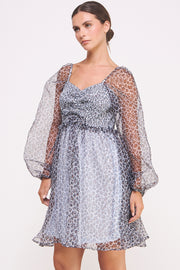 Animal Print Puff Sleeve Mini Dress I ABED7580 I SHIP 09/11/24