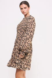 Leopard Print Chiffon Mini Dress I ABED7581 I SHIP 09/25/24