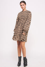 Leopard Print Chiffon Mini Dress I ABED7581 I SHIP 09/25/24