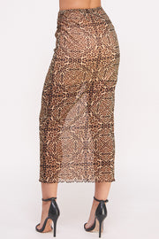 Cheetah-Print Mesh Skirt I ABEB7522 I SHIP 09/25/24