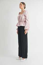 Square Neck Long sleeve Blouse I ABED7597