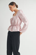 Load image into Gallery viewer, Square Neck Long sleeve Blouse I ABED7597
