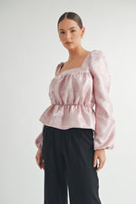 Load image into Gallery viewer, Square Neck Long sleeve Blouse I ABED7597
