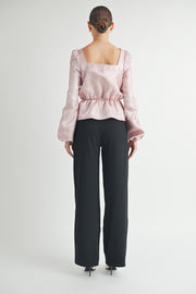 Square Neck Long sleeve Blouse I ABED7597