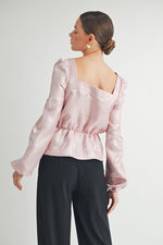 Load image into Gallery viewer, Square Neck Long sleeve Blouse I ABED7597
