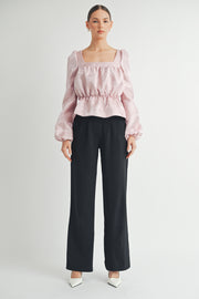 Square Neck Long sleeve Blouse I ABED7597