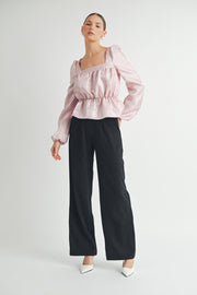 Square Neck Long sleeve Blouse I ABED7597