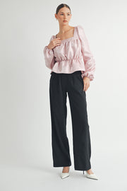 Square Neck Long sleeve Blouse I ABED7597