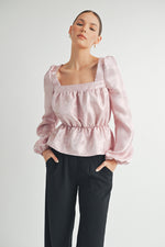 Load image into Gallery viewer, Square Neck Long sleeve Blouse I ABED7597
