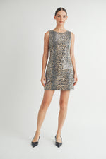 Load image into Gallery viewer, Sequin Leopard Printed Mini Dress I ABED7618
