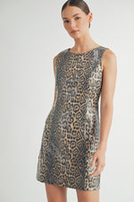 Load image into Gallery viewer, Sequin Leopard Printed Mini Dress I ABED7618
