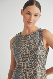 Sequin Leopard Printed Mini Dress I ABED7618