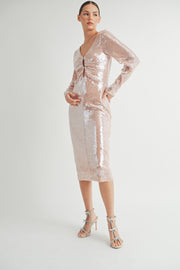 Deep V-Neck Midi Dress I ABED7619