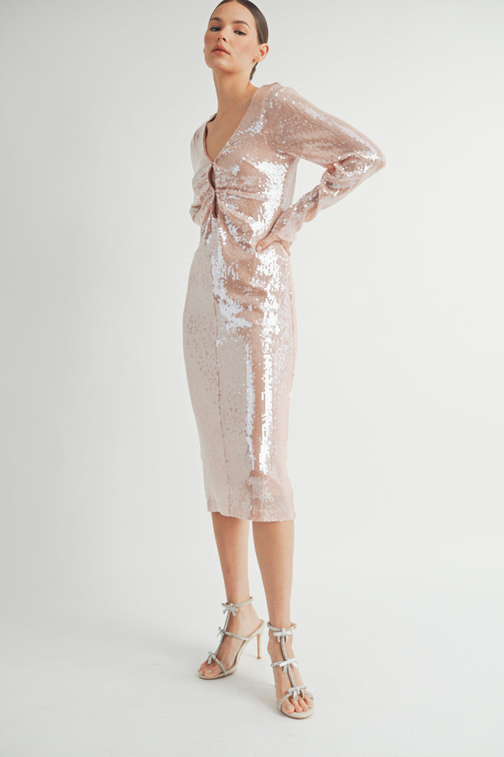 Deep V-Neck Midi Dress I ABED7619