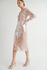 Deep V-Neck Midi Dress I ABED7619