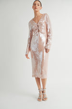 Load image into Gallery viewer, Deep V-Neck Midi Dress I ABED7619
