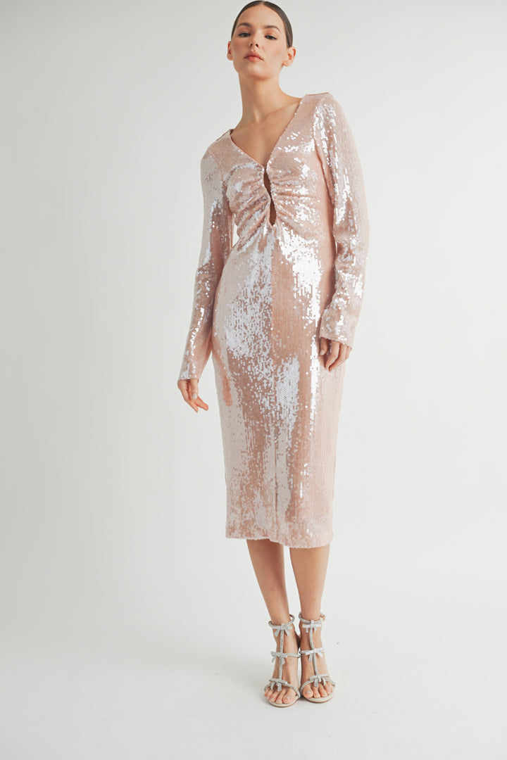 Deep V-Neck Midi Dress I ABED7619