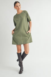Short-Sleeve Crew-Neck Mini Dress I ABED7623 I SHIP:TBD