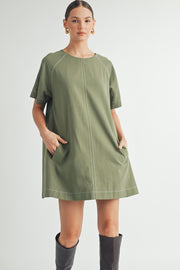 Short-Sleeve Crew-Neck Mini Dress I ABED7623 I SHIP:TBD