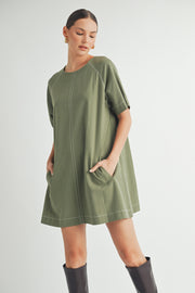 Short-Sleeve Crew-Neck Mini Dress I ABED7623 I SHIP:TBD