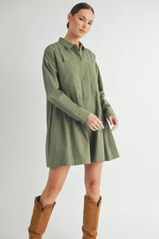 Long-Sleeve Mini Shirt Dress I ABED7624 I SHIP : TBD