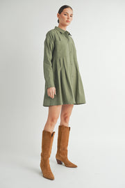Long-Sleeve Mini Shirt Dress I ABED7624 I SHIP : TBD