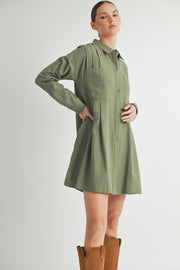 Long-Sleeve Mini Shirt Dress I ABED7624 I SHIP : TBD