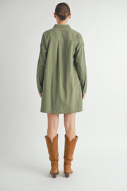 Long-Sleeve Mini Shirt Dress I ABED7624 I SHIP : TBD