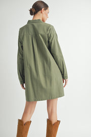 Long-Sleeve Mini Shirt Dress I ABED7624 I SHIP : TBD