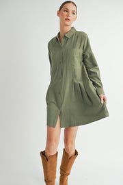 Long-Sleeve Mini Shirt Dress I ABED7624 I SHIP : TBD