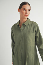 Long-Sleeve Mini Shirt Dress I ABED7624 I SHIP : TBD