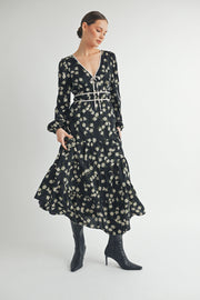 Women's wholesale apparel vendor for boutique shop | V-Neck Long Sleeves Maxi Dress