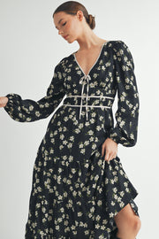 Women's wholesale apparel vendor for boutique shop | V-Neck Long Sleeves Maxi Dress