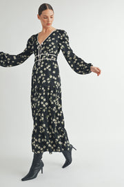 Women's wholesale apparel vendor for boutique shop | V-Neck Long Sleeves Maxi Dress