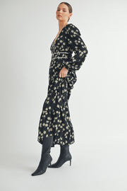 Women's wholesale apparel vendor for boutique shop | V-Neck Long Sleeves Maxi Dress