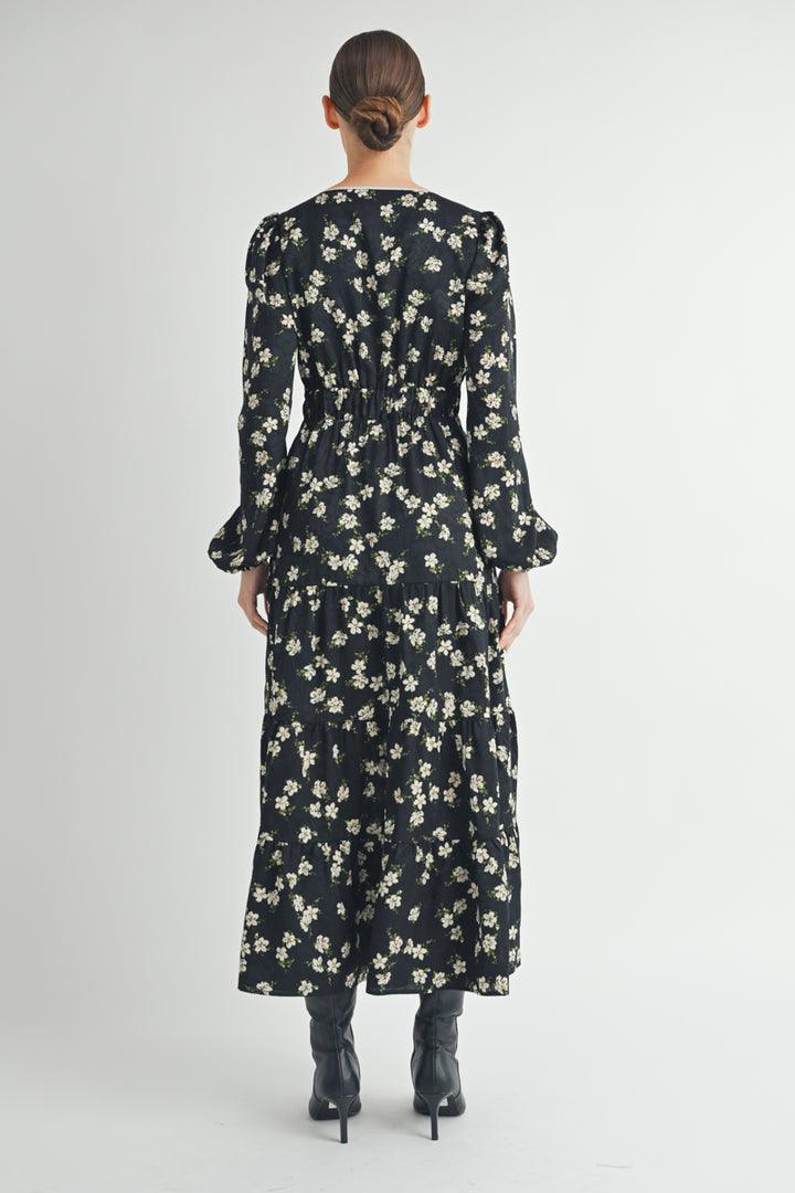 Women's wholesale apparel vendor for boutique shop | V-Neck Long Sleeves Maxi Dress