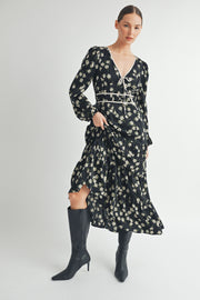 Women's wholesale apparel vendor for boutique shop | V-Neck Long Sleeves Maxi Dress